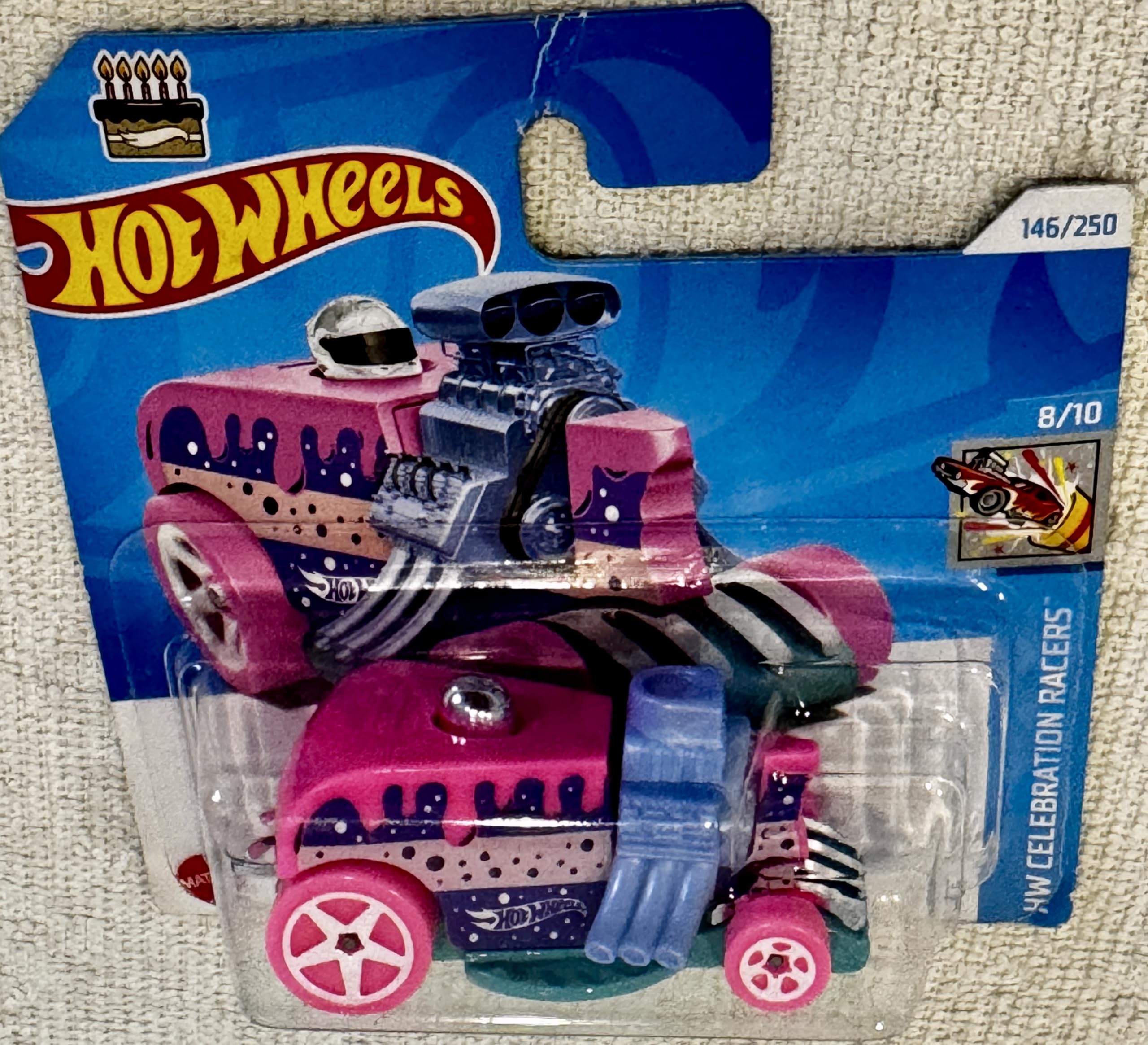 Hot Wheels Celebration Racers, HW Birthday Burner, Pink and Teal